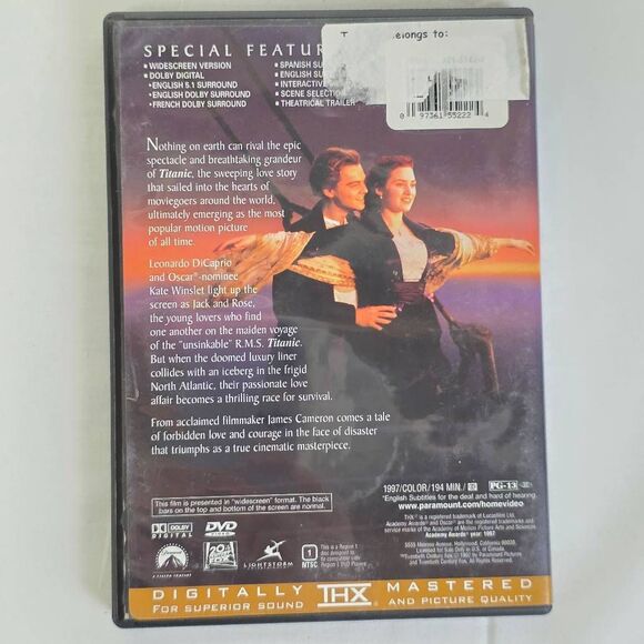 Titanic DVD James Cameron Leonardo DiCaprio Kate Winslet - Picture 3 of 3